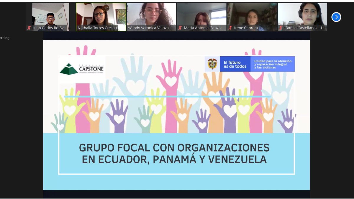 capstone_uariv's tweet photo. Esta semana se llevó a cabo el 2do Grupo Focal para la investigación en curso. En esta ocasión nos acompañaron las representantes de organizaciones que trabajan en Ecuador, RET y Cáritas. Agradecemos su participación, es vital para nuestro trabajo. @UnidadVictimas @capstonefigri https://t.co/6kOxHt778H