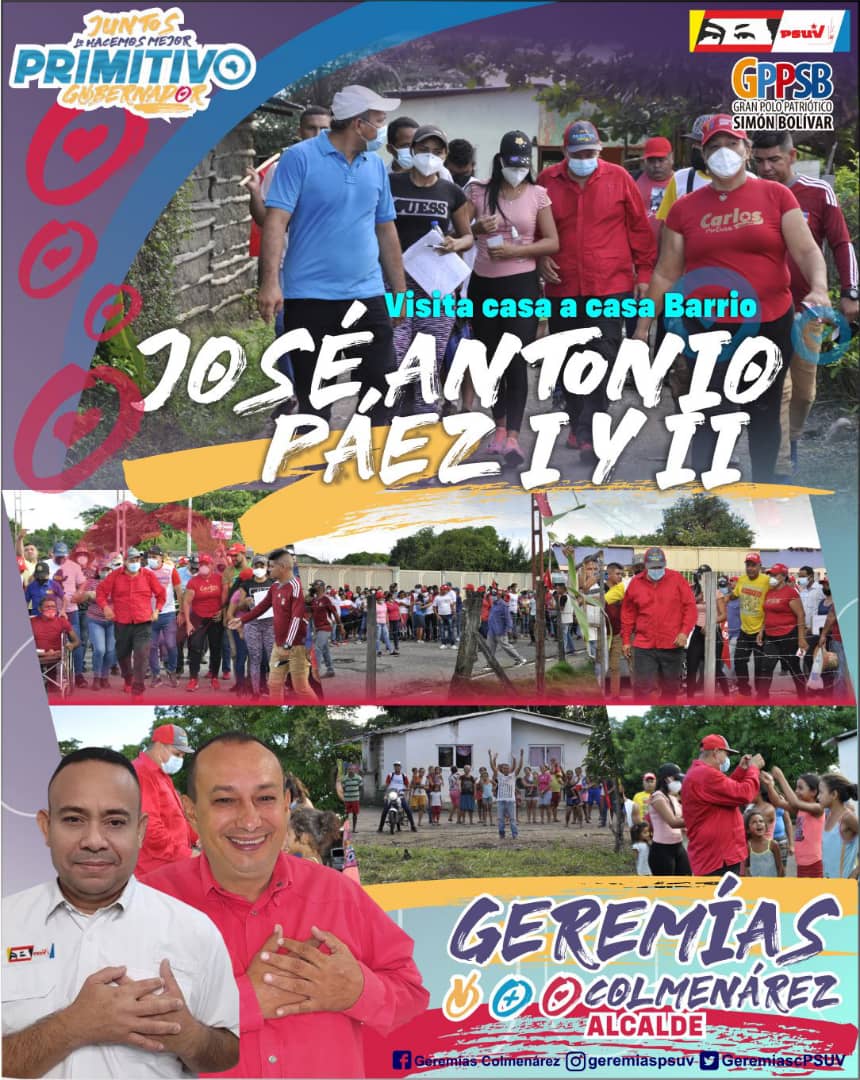 José Antonio Páez I y II desbordaron sus calles con el gran casa a casa junto al pueblo porque juntos lo hacemos mejor  Geremías Colmenarez y al equipo ganador del PSUV-GPP.

¡Somos mayoría, somos la Victoria de este 21 de Noviembre!
#OspinoTieneConQué
#PortuguesaTieneConQué