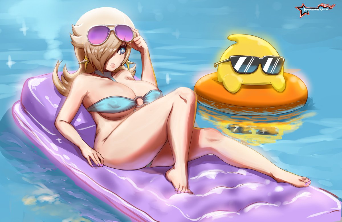 Rosalina & Luma in the pool Commissioned by @ALXX530. 