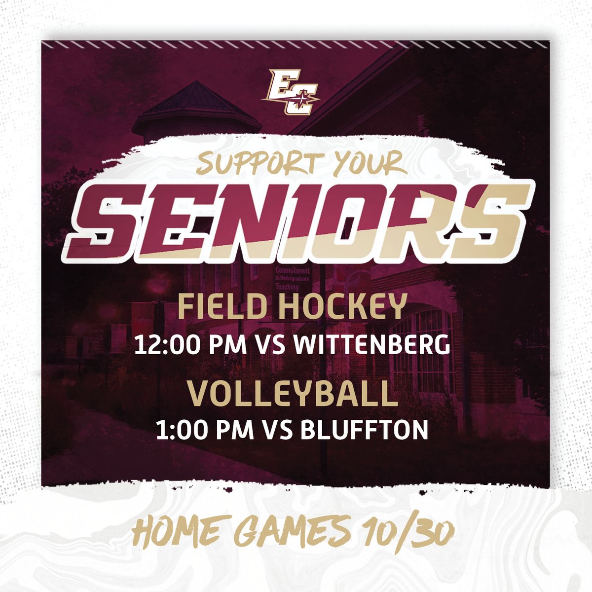 EarlhamQuakers's tweet photo. Earlham College athletics is celebrating not one, but two senior days tomorrow. Field hockey hosts Wittenberg in Darrell Beane Stadium at noon and volleyball welcomes Bluffton to Druley Performance Gym at 1 p.m. We hope to see the stands packed with Quaker fans!! #FFIL https://t.co/vI9wQYtrSv