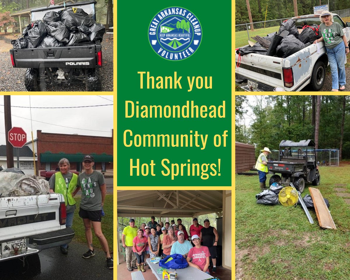KeepARBeautiful's tweet photo. Check out these awesome volunteers in #LittleRiverCounty, #GarlandCounty, &amp; #CraigheadCounty! Thank you for taking the #GoCleanChallenge this fall during our #GreatArkansasCleanup! #youOTTObeproud, we are very proud of you! 👏💚🙌

#keepARbeautiful #GoClean #AuthenticArkansas https://t.co/hr2cdei5Z9