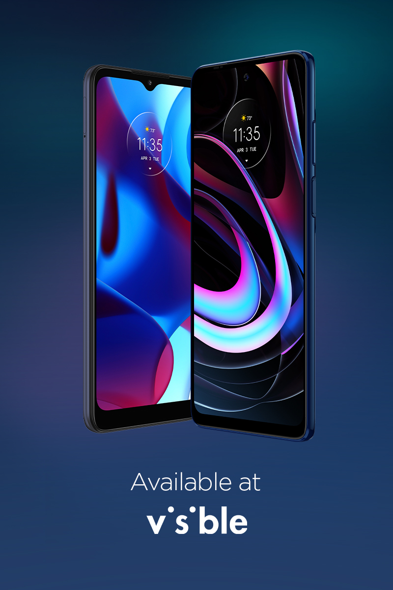 MotorolaUS's tweet photo. Our newest devices are now at @Visible, powered by Verizon. Take incredible photos with the ultra high-res camera on the motorola edge 5G UW. Or enjoy your favorite movies on an ultra-wide display on the moto g pure. https://t.co/CEDpcX78qW https://t.co/MyBJfPqGCA