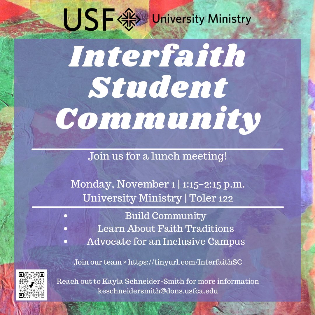 Join us for lunch on Monday at 1:15 p.m.!
tinyurl.com/InterfaithSC