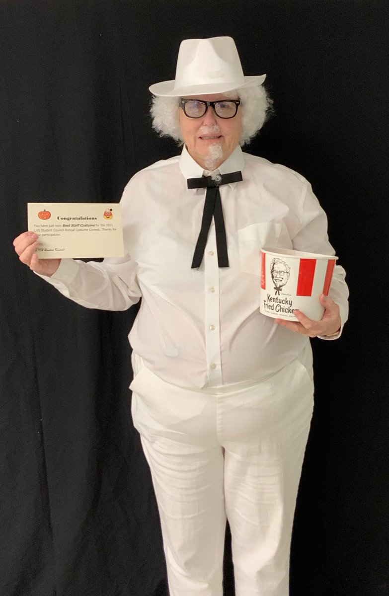 Best Staff Costume LHS 2021.  Who else would the culinary instructor and a girl from Kentucky be for Halloween.  ⁦<a href="/ProStart/">ProStart</a>⁩ @OHprostart ⁦<a href="/LHSGalesOffice/">Mr. Burre</a>⁩    Happy Halloween.....
