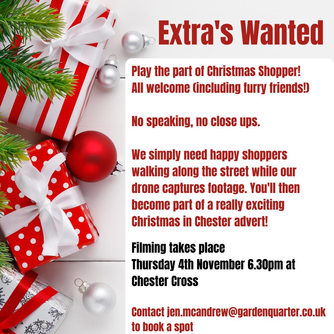 Chester BID (@chesterbid) on Twitter photo Fancy yourself a star? ⭐️ Ok - so not quite, but if you want to play a small part in a #Chester Christmas video your support would be VERY appreciated! Bring your friends and make a night of it!
<a href="/ShitChester/">12 years of Shitchester</a> <a href="/CreativeMarys/">StMarysCreativeSpace</a> <a href="/Chester_Theatre/">Chester Little Theatre</a> @2023MysteryPlay <a href="/ChesterCath/">Chester Cathedral</a> RT pls 👇 Fancy yourself a star? ⭐️ Ok - so not quite, but if you want to play a small part in a #Chester Christmas video your support would be VERY appreciated! Bring your friends and make a night of it!
<a href="/ShitChester/">12 years of Shitchester</a> <a href="/CreativeMarys/">StMarysCreativeSpace</a> <a href="/Chester_Theatre/">Chester Little Theatre</a> @2023MysteryPlay <a href="/ChesterCath/">Chester Cathedral</a> RT pls 👇