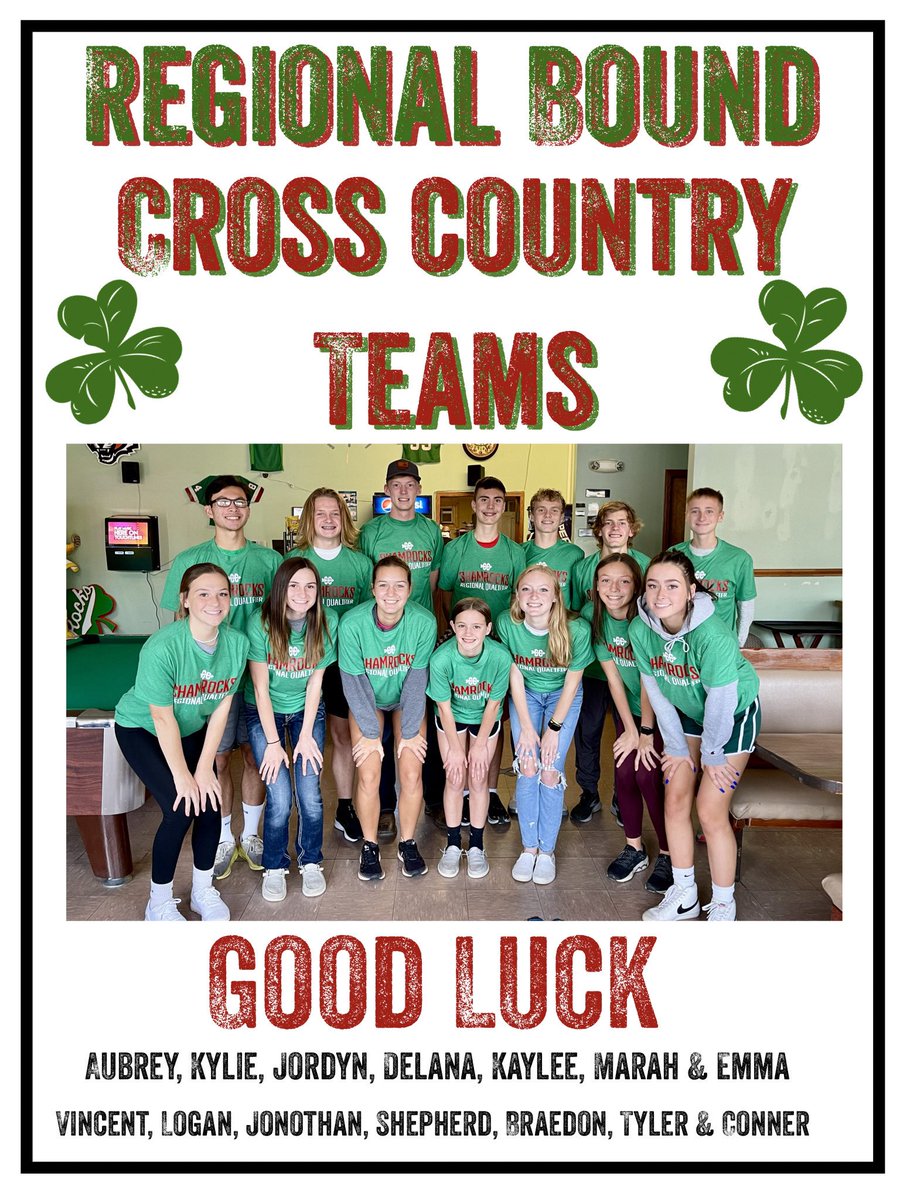 BHStrack20's tweet photo. Best of luck to our girls and boys Cross Country teams headed to Regionals tomorrow! 💪🏼☘️❤️ https://t.co/eMKcuNf2o5
