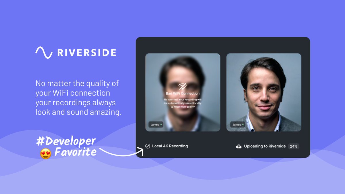 prisma's tweet image. 😍 Today&apos;s #DeveloperFavorite is @RiversidedotFM!

Our team records so many videos for our YouTube channel! Riverside is a huge time saver by allowing us to quickly export, edit and polish all our videos! 💯

Maybe we should start a podcast next? 🤔

📈 riverside.fm
