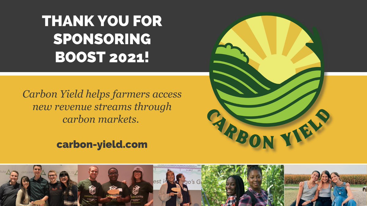 DeltaGreatLakes's tweet photo. Thank you so much to @CarbonYield for sponsoring our upcoming event: BOOST 2021: Celebrating a Decade of Sustainable Entrepreneurship. Carbon Yield helps farmers access new revenue streams through carbon markets. Learn more about their work at https://t.co/fORYgBkImX https://t.co/0k4mkwGV3C