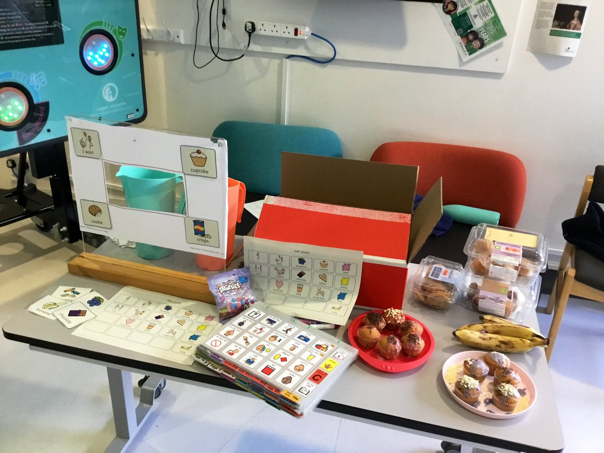 beccyslt's tweet photo. For #AACawarenessmonth we held a cake stall where CYP, families and staff ordered with #AAC. Cakes decorated by our CYP on Maple using their AAC and switch adapted mixer! A huge success and we are hoping to turn this into a regular tuck shop! @Childrens_Trust https://t.co/EDu6OI2pJO