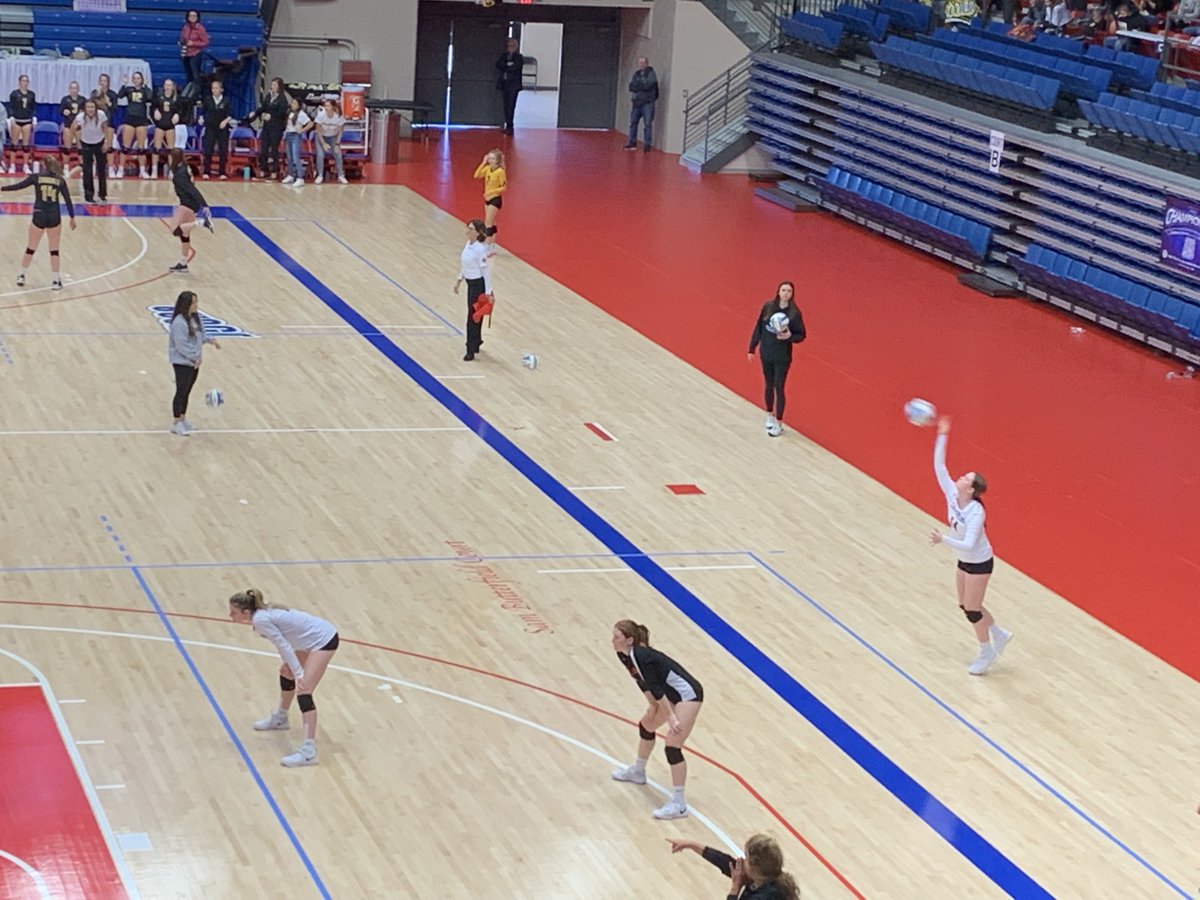 KSHSAA's tweet photo. Riverton and Beloit in third set with Cheney and Goodland even at 18 in first - great volleyball in 3A state tourney pool play https://t.co/xwS5IIyo2W