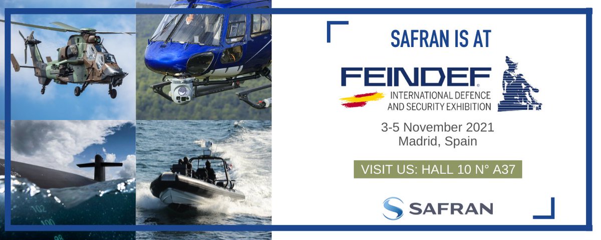 SafranElecDef's tweet photo. Are you ready for #FEINDEF2021 in Madrid 🇪🇸 ? Our Safran Electronics &amp; Defense's teams will be waiting for you with a smile on our stand to present our products and discuss with you!
#ObserveDecideGuide #SafranElectronicsDefense https://t.co/5hddIBepIp