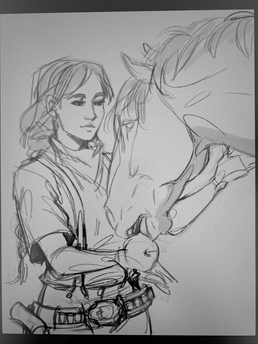 mimsbrush's tweet photo. I haven’t drawn people in so long 😅😅 drawing my red dead online character and her horse https://t.co/BEjmD12edy