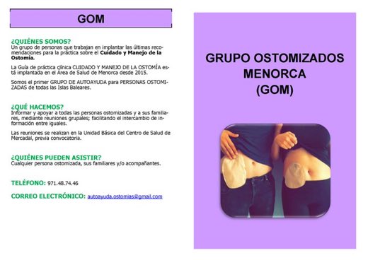 BPSOmenorcaIB's tweet photo. Desde el grupo de #Ostomía se vió la necesidad de crear un grupo de autoayuda de personas ostomizadas #GOM para informar y apoyar a todas las personas ostomizadas y a sus familiares, mediante reuniones grupales;facilitando el intercambio de información entre iguales💪🏼@bpsobalears https://t.co/ibjiYRp9vH