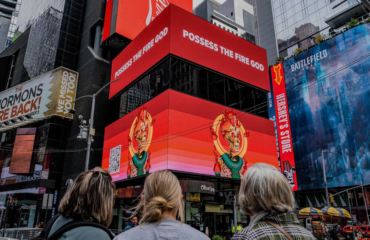 WickedCraniums's tweet photo. Fire God in Times Square.

This is just a tease we have another billboard here running all day, meeting up for a photo at 1500 broadway in an hour.

Huge thanks to @OUTFRONTMEDIAUS  and @Acumen for this one 🔥 https://t.co/nwbqu2nDxm
