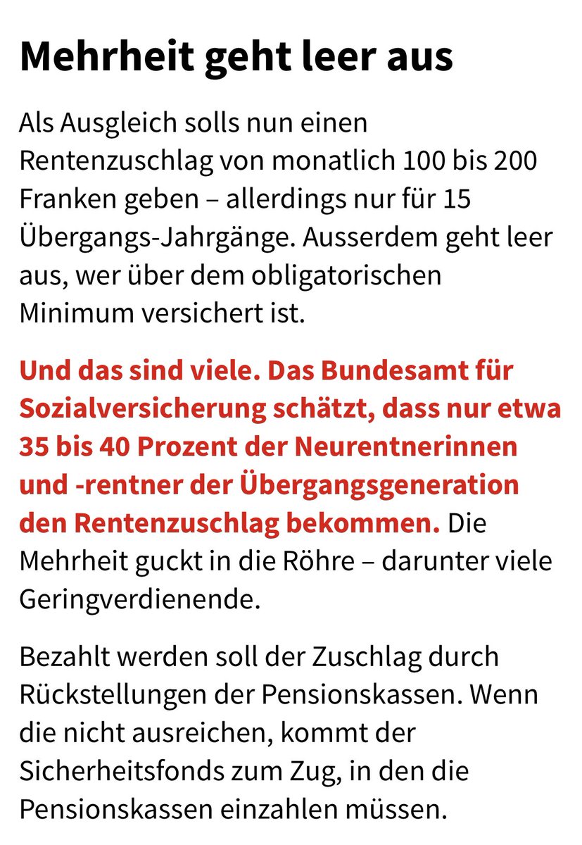 andrisilber's tweet photo. Falsch. Die Mehrheit erhält endlich mehr Zinsen gutgeschrieben, weil dank der #BVG Reform _weniger_ umverteilt werden muss. Zuschlag erhalten nur die, welche von der Senkung des UWS betroffen sind. Eigentlich logisch, oder? Giesskannenprinzip ist bei #AV2020 gescheitert. https://t.co/eRMEY5I4lC