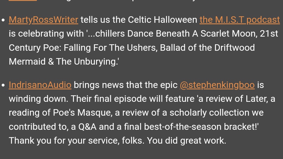 stephenkingboo's tweet photo. A huge shout out to @AlasdairStuart for boosting our send off! Horror criticism is so important to us, so a shout out from The Man Himself means the world https://t.co/AwlAbFCQe8