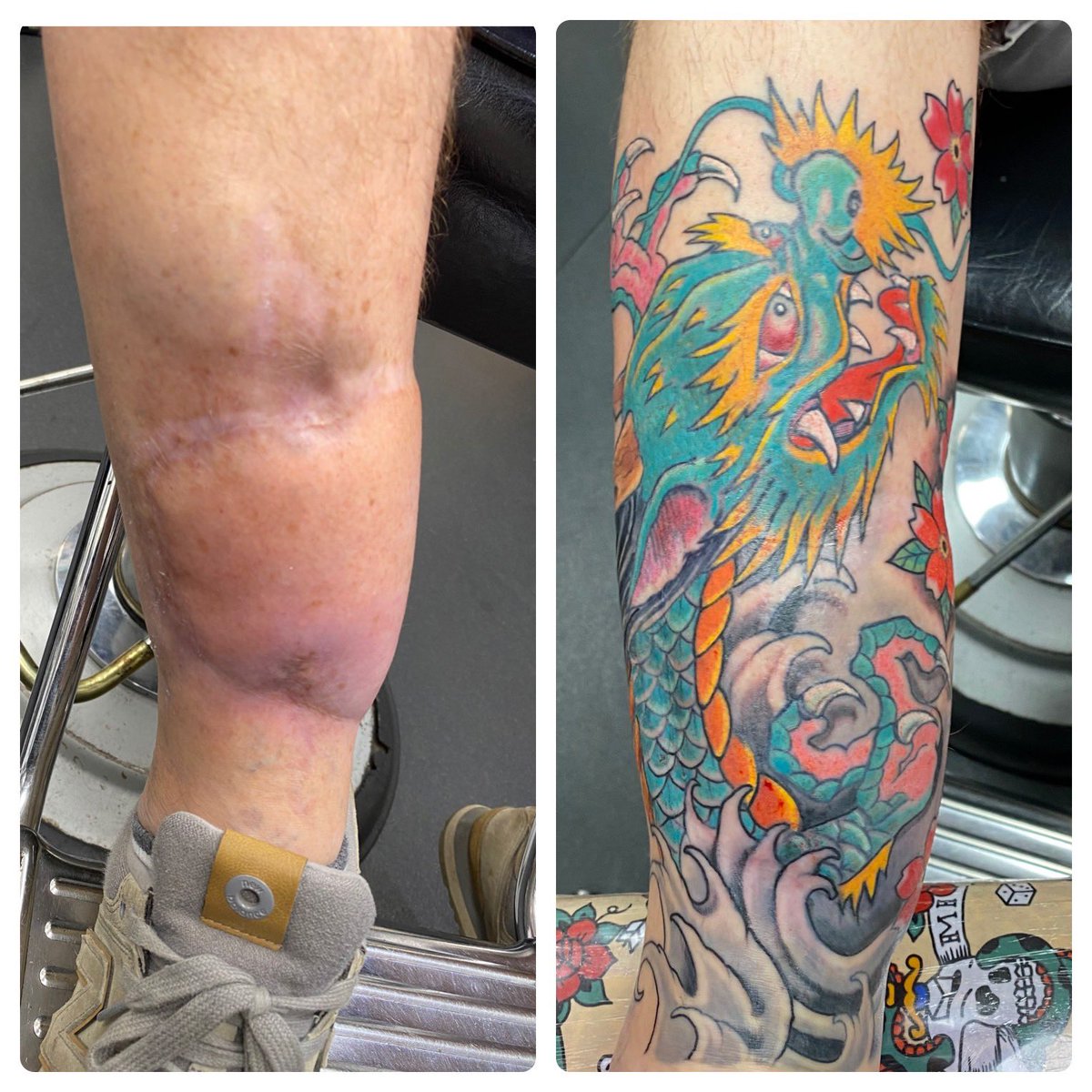 Tattoo I made to disguise severe scars on client