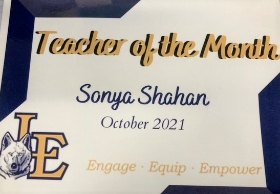 Congratulations to @shahan_sonya , a @GoTeach11 first year teacher, for earning Teacher of the Month at her school! We are so proud of you for bringing greatness to your students and school.