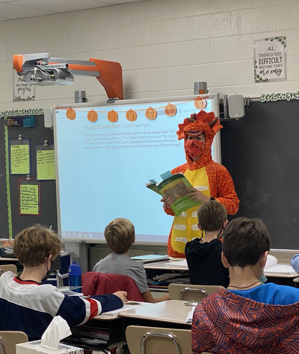 PriscillaSinon's tweet photo. The day a dinosaur taught math…. #HappyHalloween @GES_Principal https://t.co/K9HMD8bNFJ