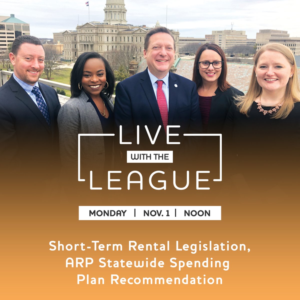 MMLeague's tweet photo. Live with the League discussion is 11/1 at 12 pm. We'll discuss the latest on the short-term rental legislation and the recent work by a coalition of organizations with a statewide plan to spend nearly $6B in #ARPFunding. Come armed with questions! #Shorttermrental #Michigan https://t.co/qb9SzUNYav