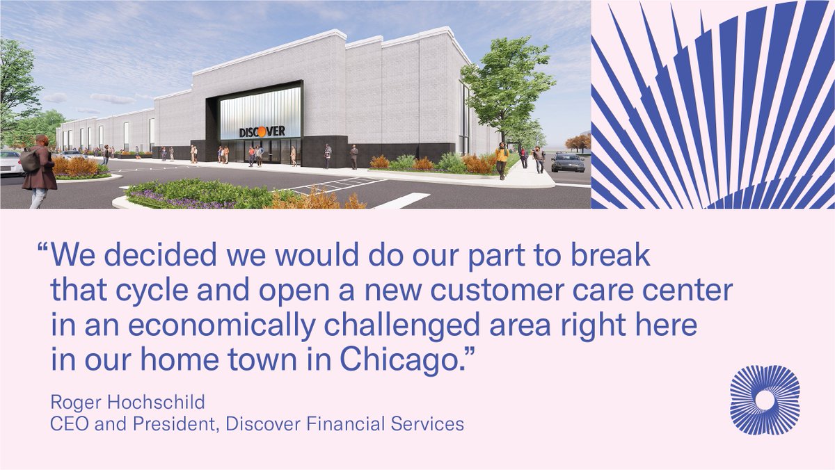 USChamber's tweet photo. .@Discover will build a 100,000+ square foot customer care center that will provide nearly 1,000 jobs to Chicago’s Chatham neighborhood. Learn more about Discover's plan to strengthen Chatham's business community: https://t.co/lYaUaqLP8C #BusinessIs https://t.co/ykHRkyRvyZ