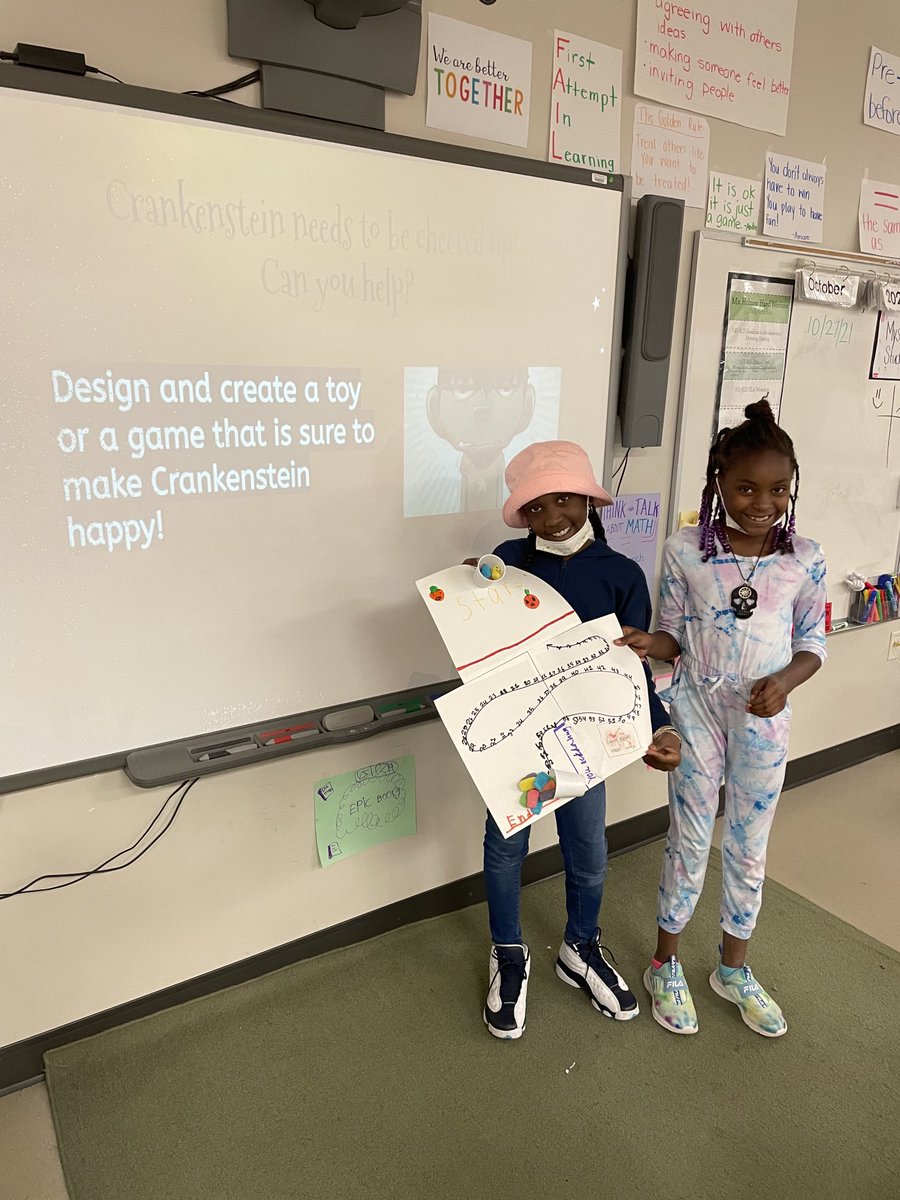 MrsGumsDIS's tweet photo. STEAMing with Crankenstein. These students created a game to make Crankenstein happy. Connecting characters feeling with STEAM. #lesrainbowmoments ⁦@LeaphartElem⁩ https://t.co/n2xmd0Bwh3