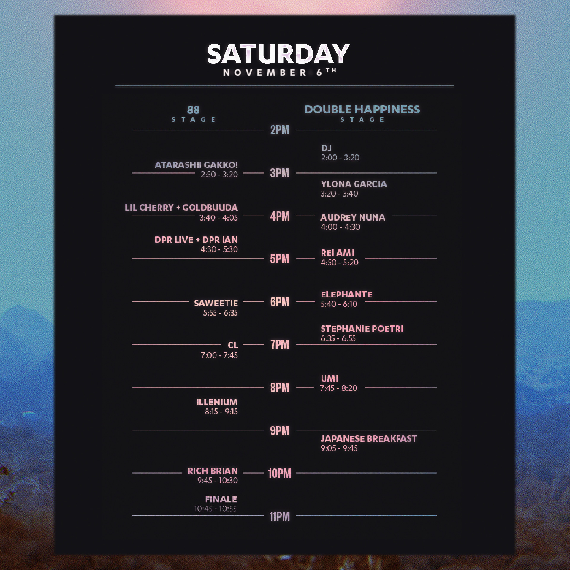 88rising on Twitter "Hello friends. YOUR HITC LA SET TIMES!!!! SEE YOU