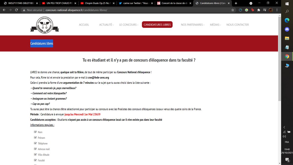 Leibniz_Off's tweet photo. @ENERCRASH @darkcyk Petit screen des prérogatives à remplir pour participer au concours national d'éloquence. https://t.co/ZD3eT5e7Ur