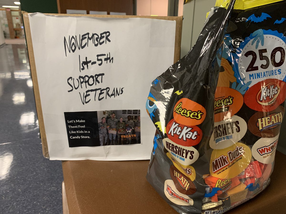 Do you have extra Halloween candy? <a href="/gmsDCSD/">Grizzell Middle School</a> Gives Back is collecting leftover candy 🍬 for Treats for Troops. Donations will be collected all next week on your way into school and sent to deployed military and veterans 🇺🇸