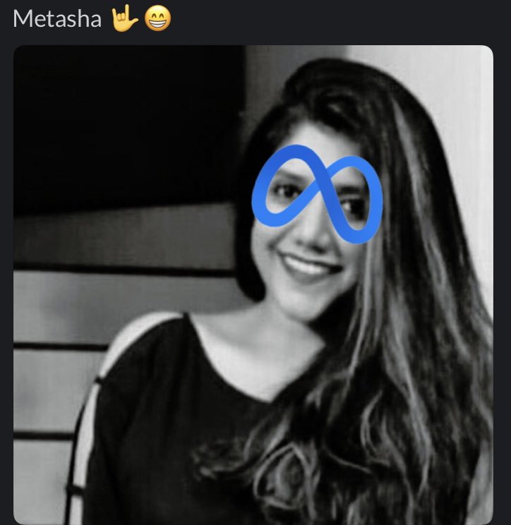 miti2210's tweet photo. #Metaverse #Facebooknewname #branding #Meta #Twitter #Trending 
My name is Mitisha and I am not Metasha! #SocialMedia #socialmediamarketing 
@Social_Samosa @zomato @swiggy_in @Meta @socialmediaweek @afaqs @TwitterBusiness https://t.co/Dx4PjV64AX