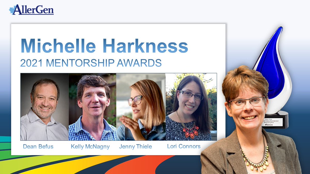 Congrats to the 2021 MHMA award winners for excellence in mentoring: Dean Befus, Kelly McNagny, &amp; Jenny Thiele. And congrats to MHMA grant winner Lori Connors! 

allergen.ca/2021-mhma-winn…

<a href="/McnagnyValdez/">McNagny-Valdez, Kelly, Yane, Lucia & Ryan</a> <a href="/DrLoriConnors/">Lori Connors</a> @jenny_thiele  <a href="/DrAnneEllis/">Dr. Ellis</a> <a href="/TopofWorld4Kids/">Glenn Harkness</a> #CSACI21