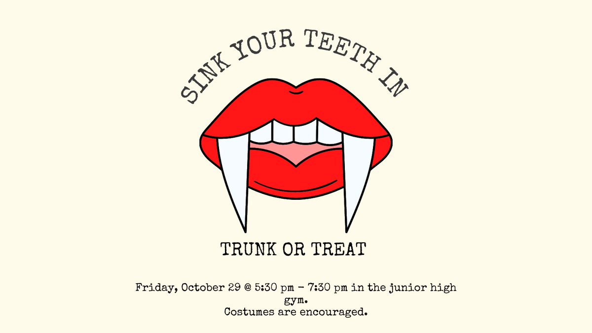 byngstuco's tweet photo. Update on tonight’s Trunk or Treat! 

Location has been moved inside the junior high gym &amp; Byng movie night has been postponed! https://t.co/tu5LGVZxva