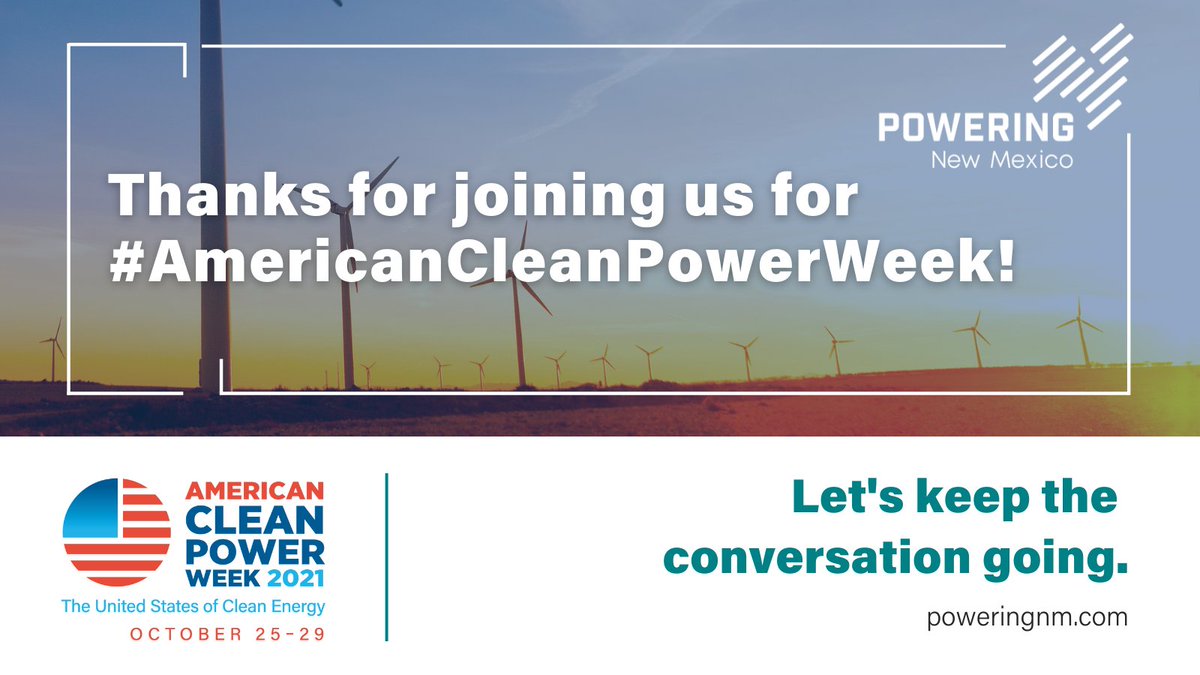 PoweringNM's tweet photo. That's a wrap on #AmericanCleanPowerWeek. Thanks for joining us alongside @USCleanPower! Stay tuned on New Mexico's latest in #renewableenergy at https://t.co/QrwyTwnnTY https://t.co/stwbyEhfLc
