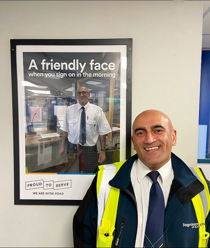 MattK1979's tweet photo. Fabulous new wall displays welcoming visitors and colleagues to Hyde Road depot putting our great people front and centre - all produced in house by our talented @richgbus https://t.co/WXVtRXxOHt