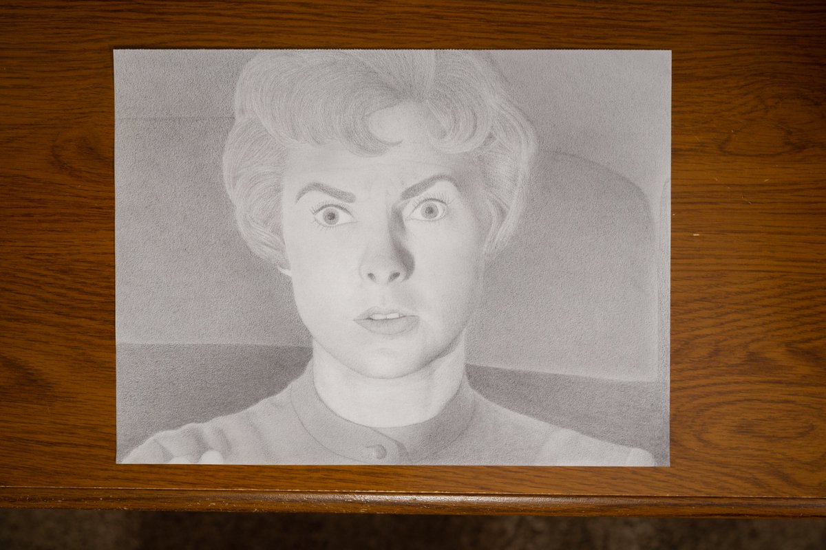 moban's tweet photo. My latest drawing: Janet Leigh from the classic film Psycho! #janetleigh #alfredhitchcock #psycho #cinema https://t.co/UnxG4t4q5L