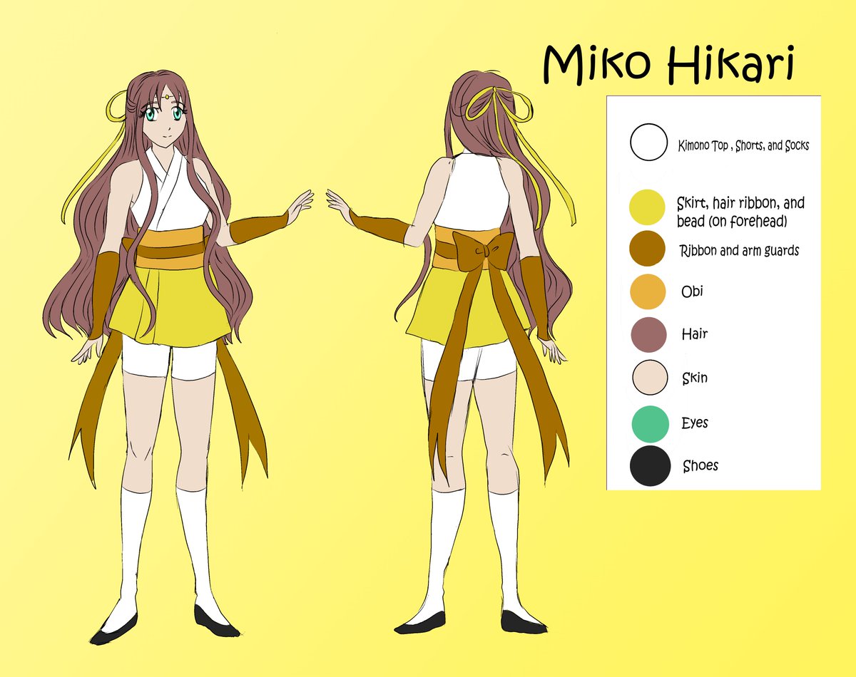 KatiaSunna's tweet photo. I can post up to 4 at a time so here's part 1

Miko Sakura (red) - Miko of Stars and Cherry Blossoms
Miko Hikari (yellow) - Miko of Light
Miko Nanako (green) - Miko of Nature
Miko Takara (pink) - Miko of Crystals

You're free to draw them. 

Part 2 soon https://t.co/RCFecWzJBJ