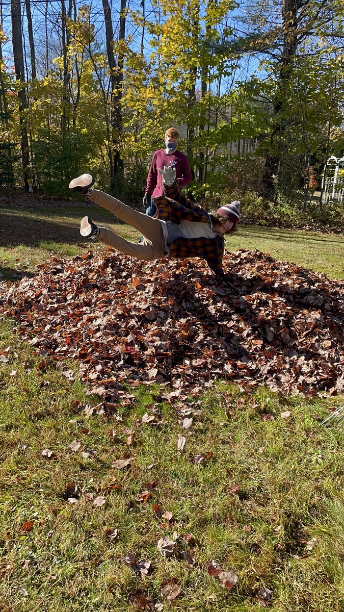 PuglisiV's tweet photo. Took a break to jump in the leaves #ELGivesBack2021 https://t.co/tLTv3FAak2