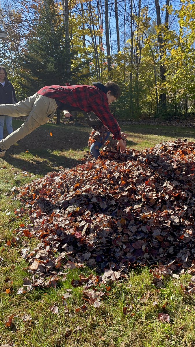 PuglisiV's tweet photo. Took a break to jump in the leaves #ELGivesBack2021 https://t.co/tLTv3FAak2
