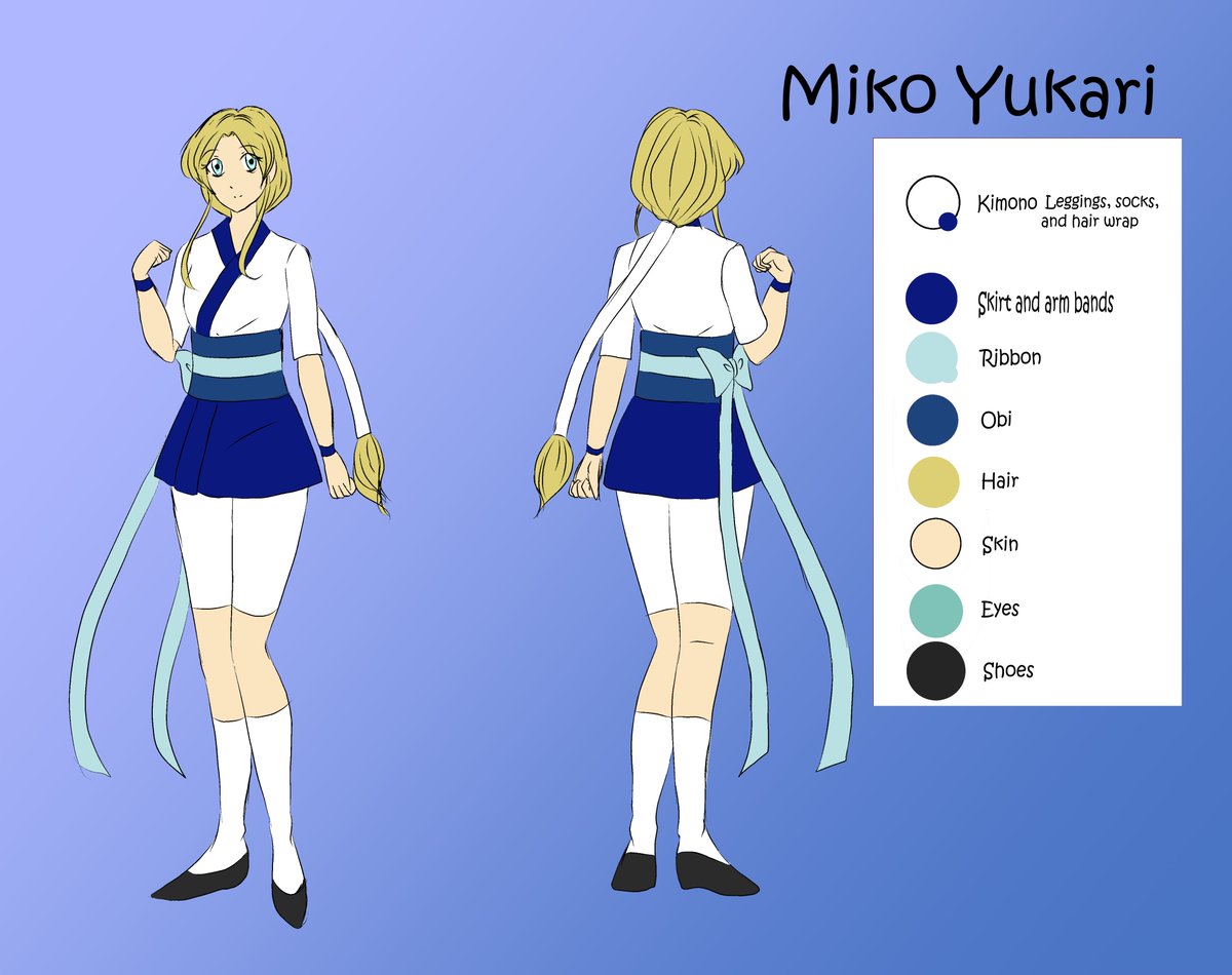 KatiaSunna's tweet photo. I can post up to 4 at a time so here's part 2

Miko Hanako (purple) - Miko of Fire
Miko Yukari (Blue) - Miko of Light
Miko Kazane (Orange) - Miko of Wind
Miko Rikona (Dark Purple) - Miko of Time

You're free to draw them. https://t.co/J2YmutDha9