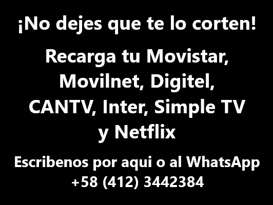 HazTuRecarga's tweet photo. SÍ HAY RECARGA MOVILNET, CANTV, MOVISTAR, DIGITEL, INTER, SIMPLE TV y Netflix.

Escribiéndonos por esta vía o a través de nuestras redes:
SMS y WhatsApp: 04123442384
Facebook: https://t.co/ZnJbF1f3cV 

#29O #Octubre #Venezuela #Venezolanos #CANTVSatelital  #SimpleTV #Recarga https://t.co/e7jruOo5N5