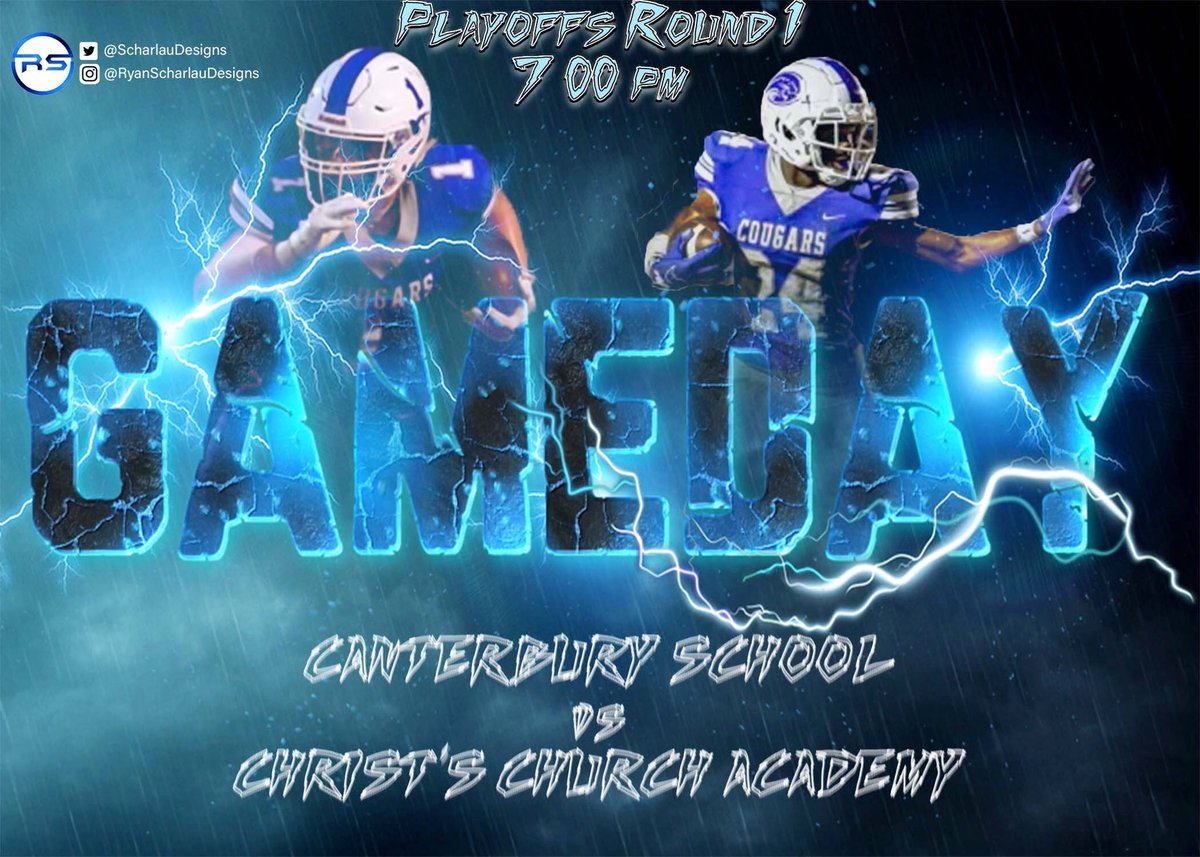 Playoffs are HERE!!!! It’s win or go home, Let’s Go Cougars <a href="/ScharlauDesigns/">Ryan Scharlau Designs</a> @SSACFootball <a href="/FearTheGrowl/">Canterbury Athletics</a> <a href="/coach_camarca/">Vince Camarca</a> <a href="/tq_coach/">Tariq Humes</a>