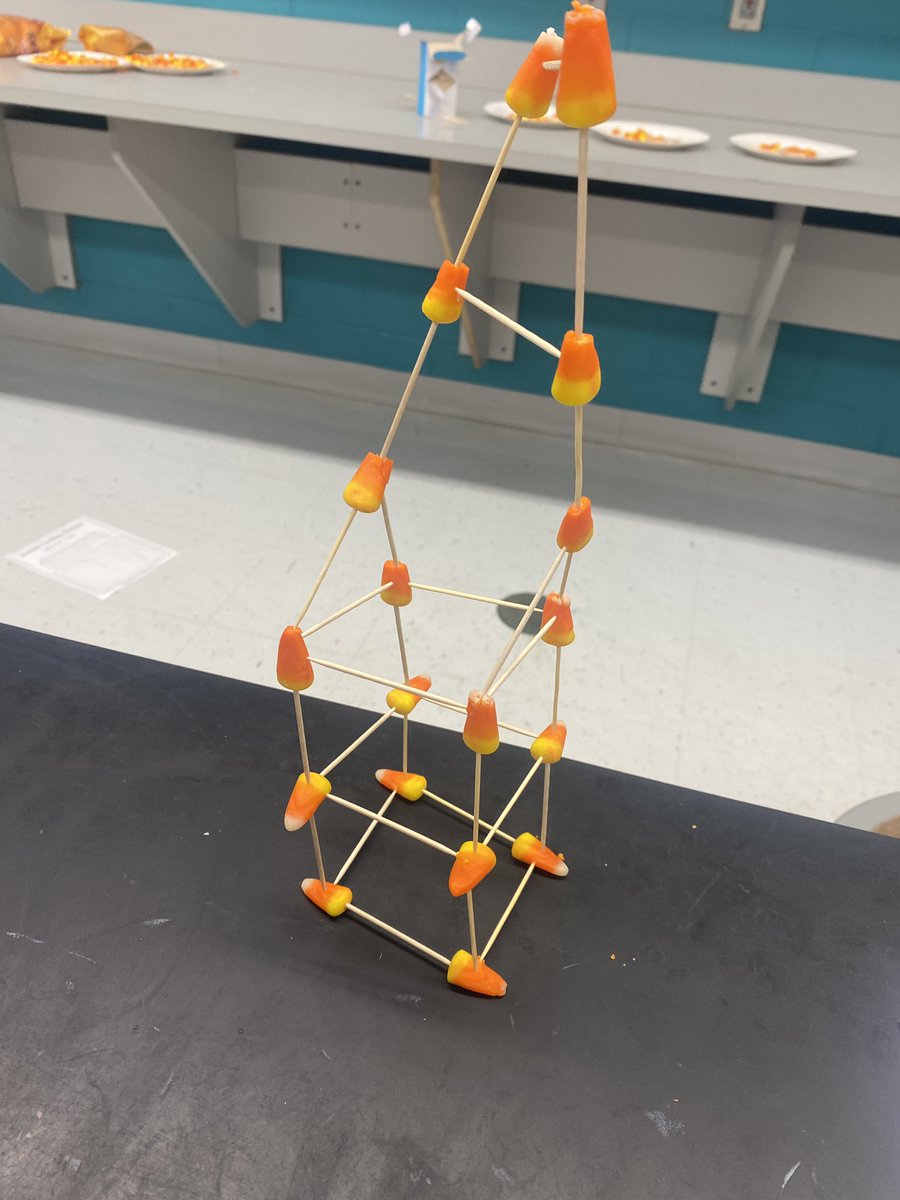 Baileyscience1's tweet image. Halloween STEM challenge #tallestcandycorntower @BayshoreMiddle #mtpssci