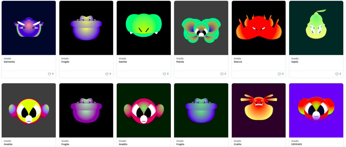Extremely obsessed with these fully-generated-on-chain cuties from <a href="/_GRADIS_/">gradis 🩰🏁</a>, minting at only .01 at gradis.art 🥺
opensea.io/collection/gra…