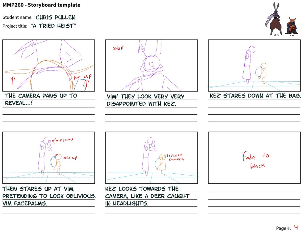 storyboard for my final college intro to animation assignment!
i'm very not used to this format of making storyboards, soooo i just drew it in toonboom then imported the frames in photoshop and laid it out on the template my professor wants LOOL. work smarter not harder.