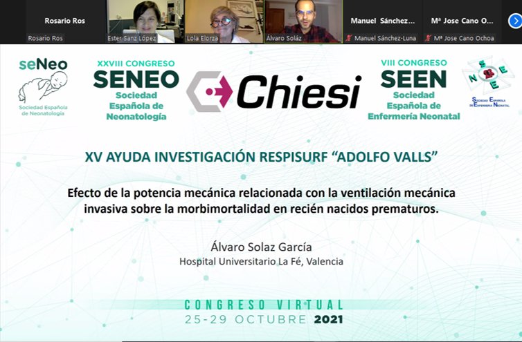 pediatrialafe's tweet photo. 1/3 Enhorabuena por la XV Ayuda Investigación Respisurf "Adolfo Valls recibida por los compañer@s del Servicio de Neonatología #Pediatrialafe y @GIP_LaFe en el Congreso @SENeonatologia @SEEN_Neonatal 
#SENEO2021 #SEEN21 #SENEOSEEN21 https://t.co/KvgWvL81j4
