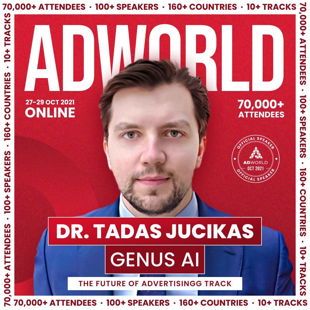 TadasJucikas's tweet photo. I'm excited to speak in a few minutes at #AdWorld about how we are opening up the #GenusAI platform for all brand creators. https://t.co/xn52NAU0YU