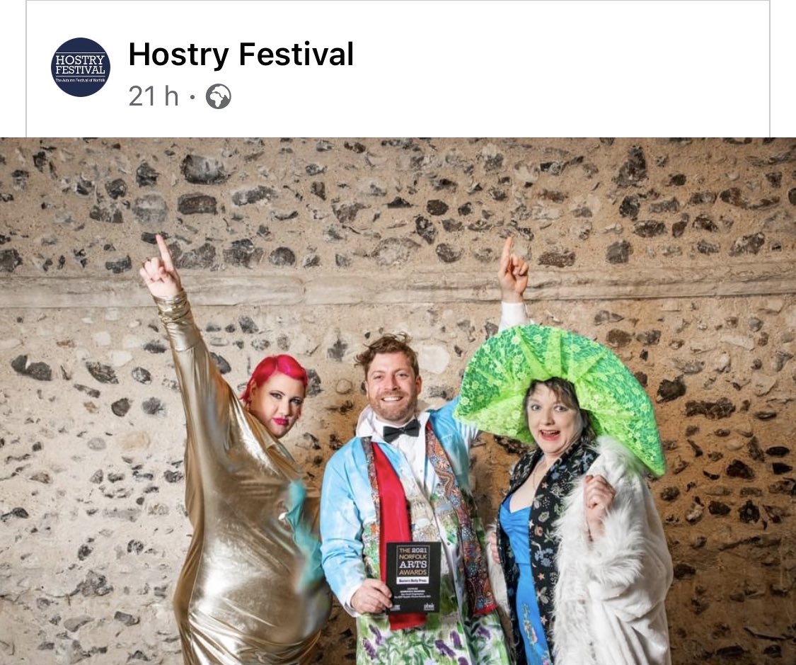NorwichRising's tweet photo. Congratulations @NorwichDandies for winning the @EDP24 People’s Choice award at the Norfolk Arts Awards @Hostryfestival You have been the beating heART of Norwich Rising from the start. Thanks for all your amazing work ❤️❤️❤️ https://t.co/tdSBIJ6wZE