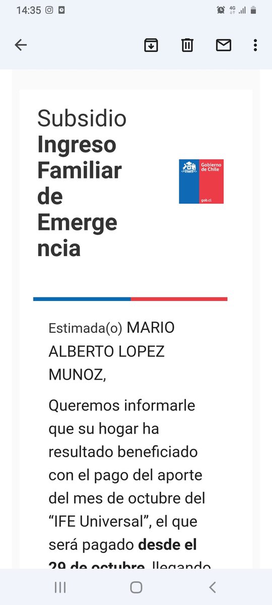 soldreck30's tweet photo. @GobiernodeChile Me acaba de llegar este correo y mi nombre es Soledad Guerra .... siempre me habia llegado a mi nombre,  que PASOOOOO AHORA.... https://t.co/d8ONchfXkt