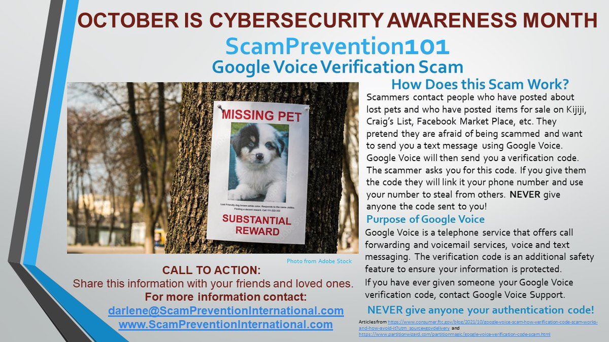 scamprevention1's tweet image. No matter what the story you are given, don’t share your Google Voice verification code — or any verification code — with someone if you didn’t contact them first. That’s a #scam, every time.

#verificationcode #vishing #phishing #smishing #cybersecurity