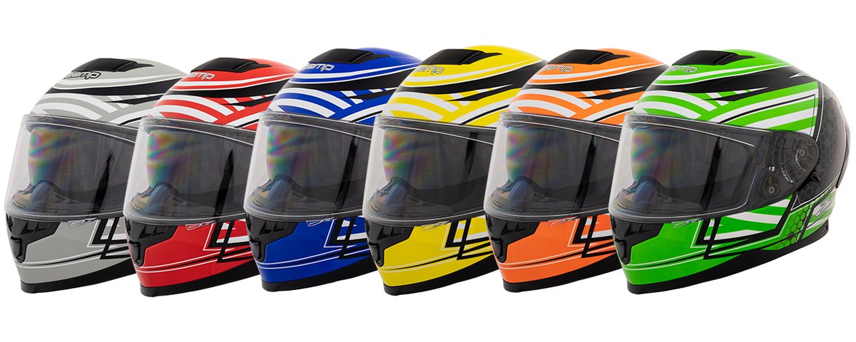 Our FR-4 Motorcycle Helmets are lightweight and aerodynamic! Featuring adjustable air vents on the top and chin with rear exhausts and a retractable inner sun shield for bright days. Get more info at your local Zamp Dealer or zamp-racing.com/fr4graphic